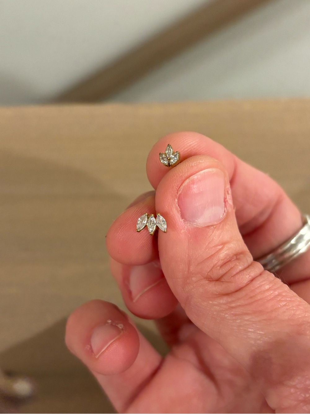 Gold Marquise CZ Ear Studs - Women Jewelry
